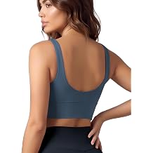ODODOS Womens Longline U-Back Sports Bra V-Neck Padded Yoga Workout Wirefree Tank Top