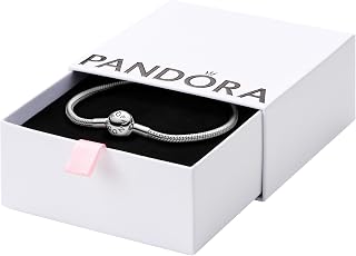 Pandora Moments Sterling Silver Snake Chain Bracelet - Compatible with Moments Charms, Adjustable Women's Jewelry Gift Box