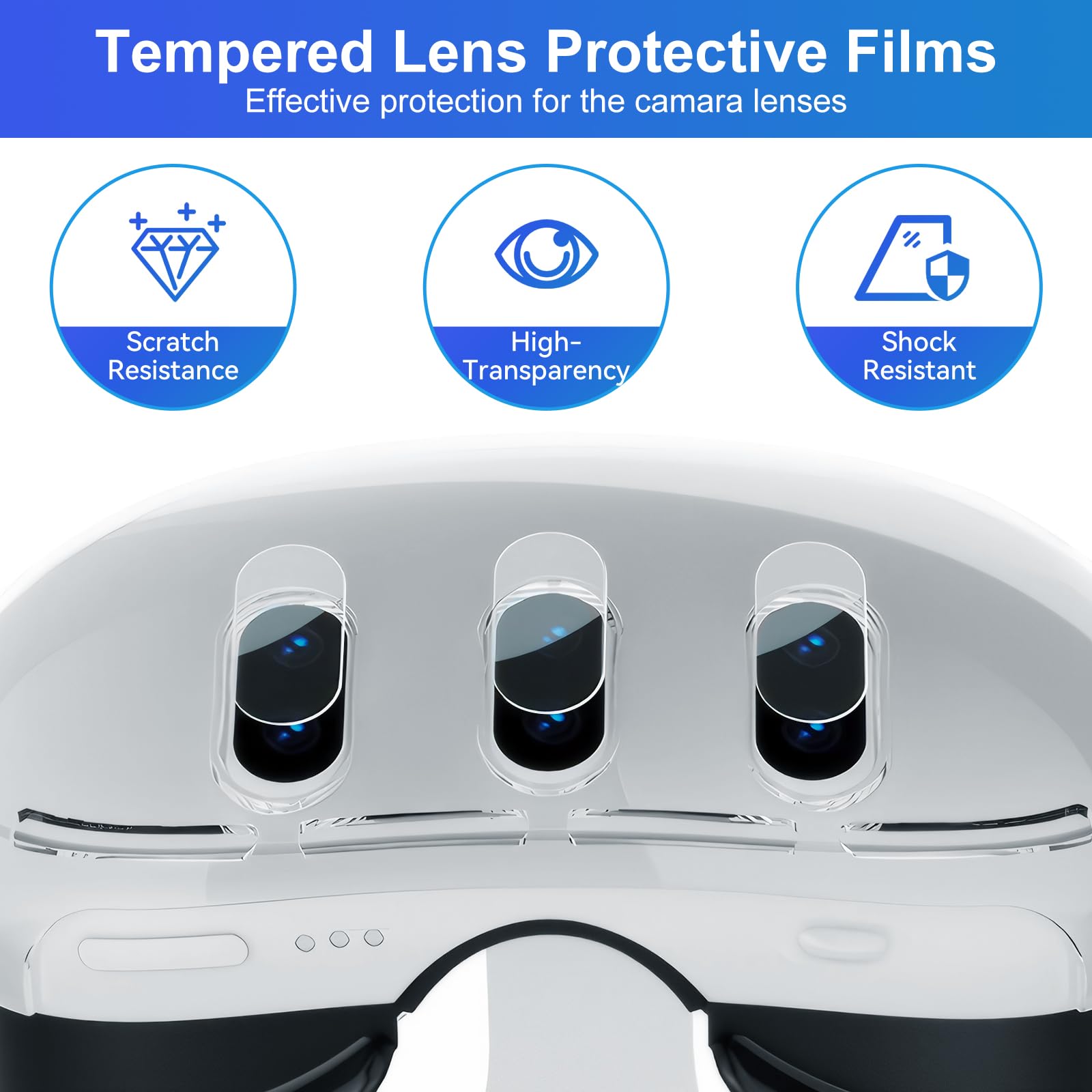 Olycism Coque de Protection pour Meta Quest 3 Accessoires Comprend 1*Couverture avant protectrice 1*Couverture d'objectif 4*Capsules de joystick 3*Protecteur d'objectif trempé pour Oculus Quest 3