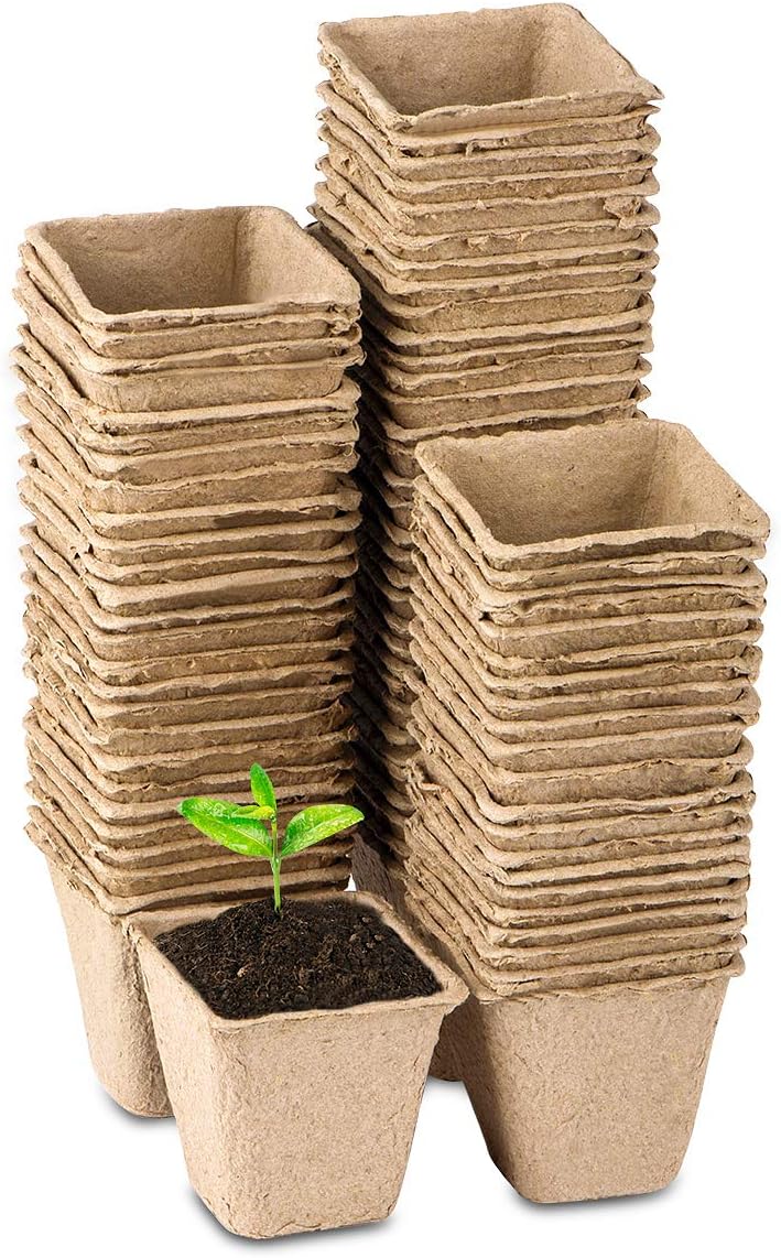 3'' Square Peat Pots Plant Starter Nursery Pots for Seedings Organic Biodegradable Seed Starter Pots, Bulk 80 Pack