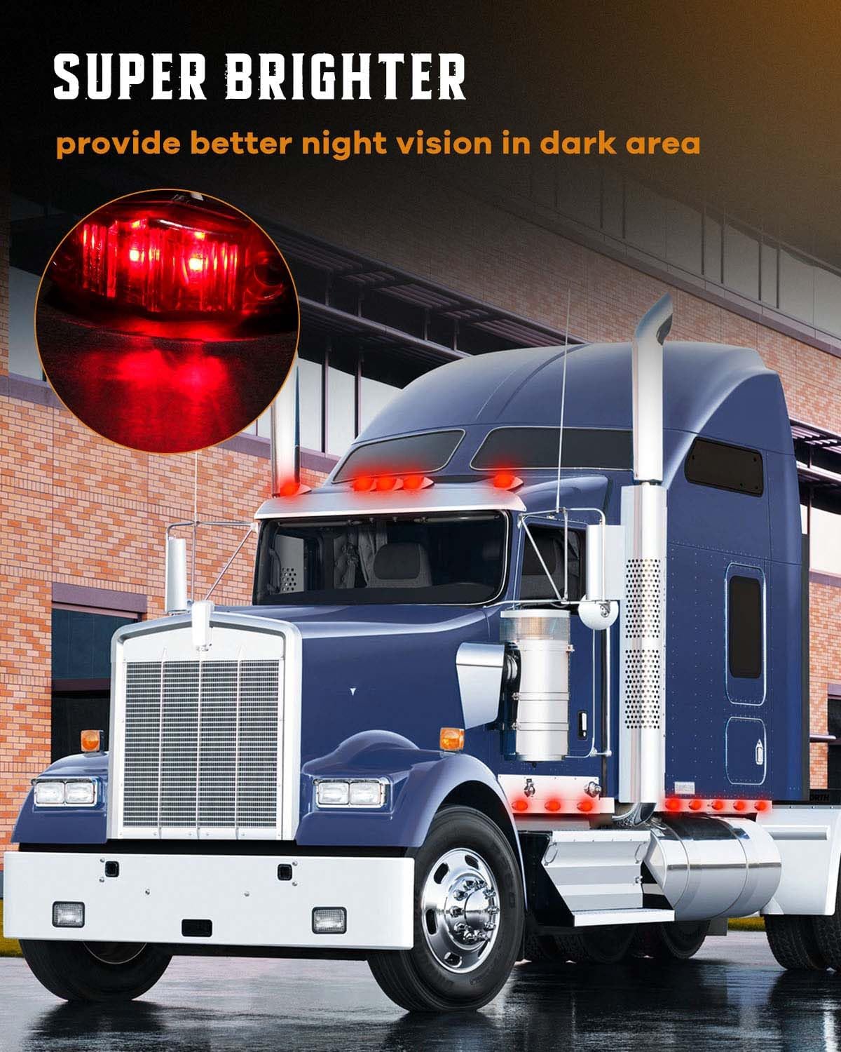 cciyu 20x Red Len Red Light LED Truck Trailer Light Oval Red Side Fender Marker Lights Waterproof Sealed Surface Mounted For Mini LED Clearance Identification Lights