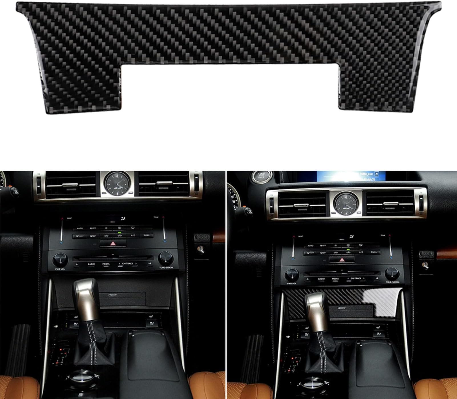 NVCNX Car Dashboard Dash Trim Cover Decal Compatible with Lexus ​IS250 2014 2015 / IS200t 2016 2017 / IS300 2016-2020 / IS350 2014-2020 Carbon Fiber Interior Trim Accessories Black - B