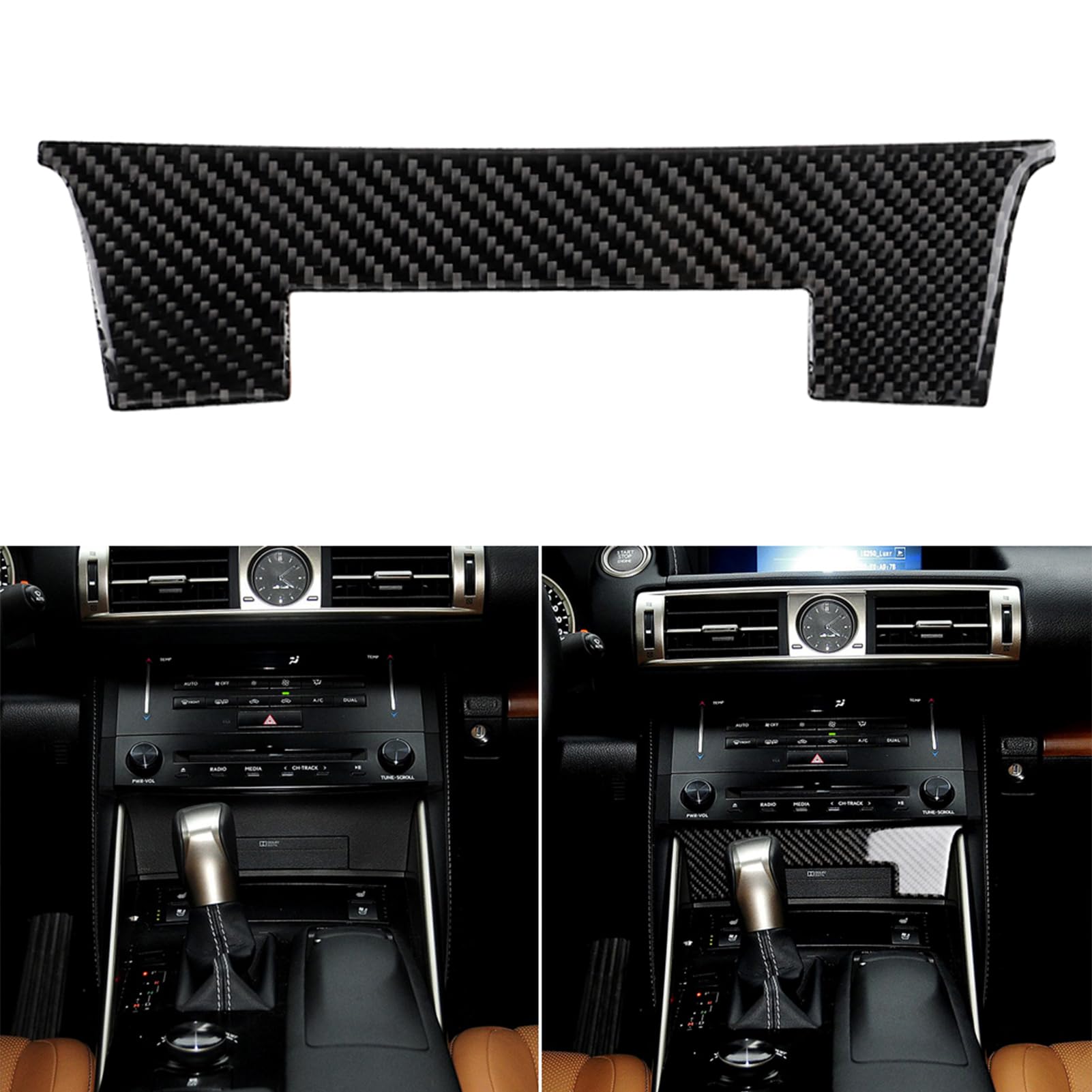 NVCNX Car Dashboard Dash Trim Cover Decal Compatible with Lexus ​IS250 2014 2015 / IS200t 2016 2017 / IS300 2016-2020 / IS350 2014-2020 Carbon Fiber Interior Trim Accessories Black - B