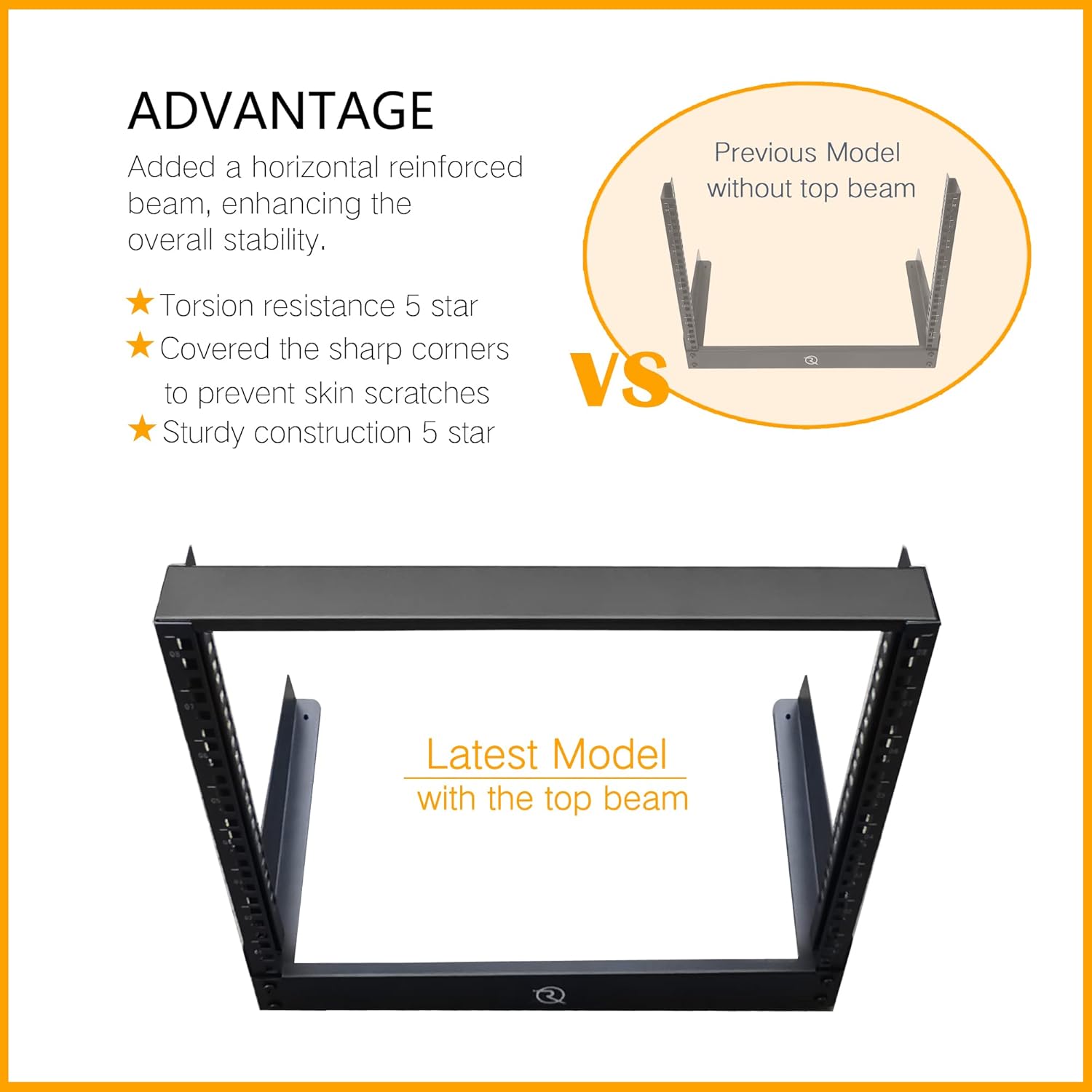 RIVECO 15U Desktop Rack for Audio & Network Devices 19 Inch 2 Post Open Frame Shelf with Reinforced Beam, Free Standing Tabletop Racks for IT Server Sound AV Music Recording Equipment - Image 3