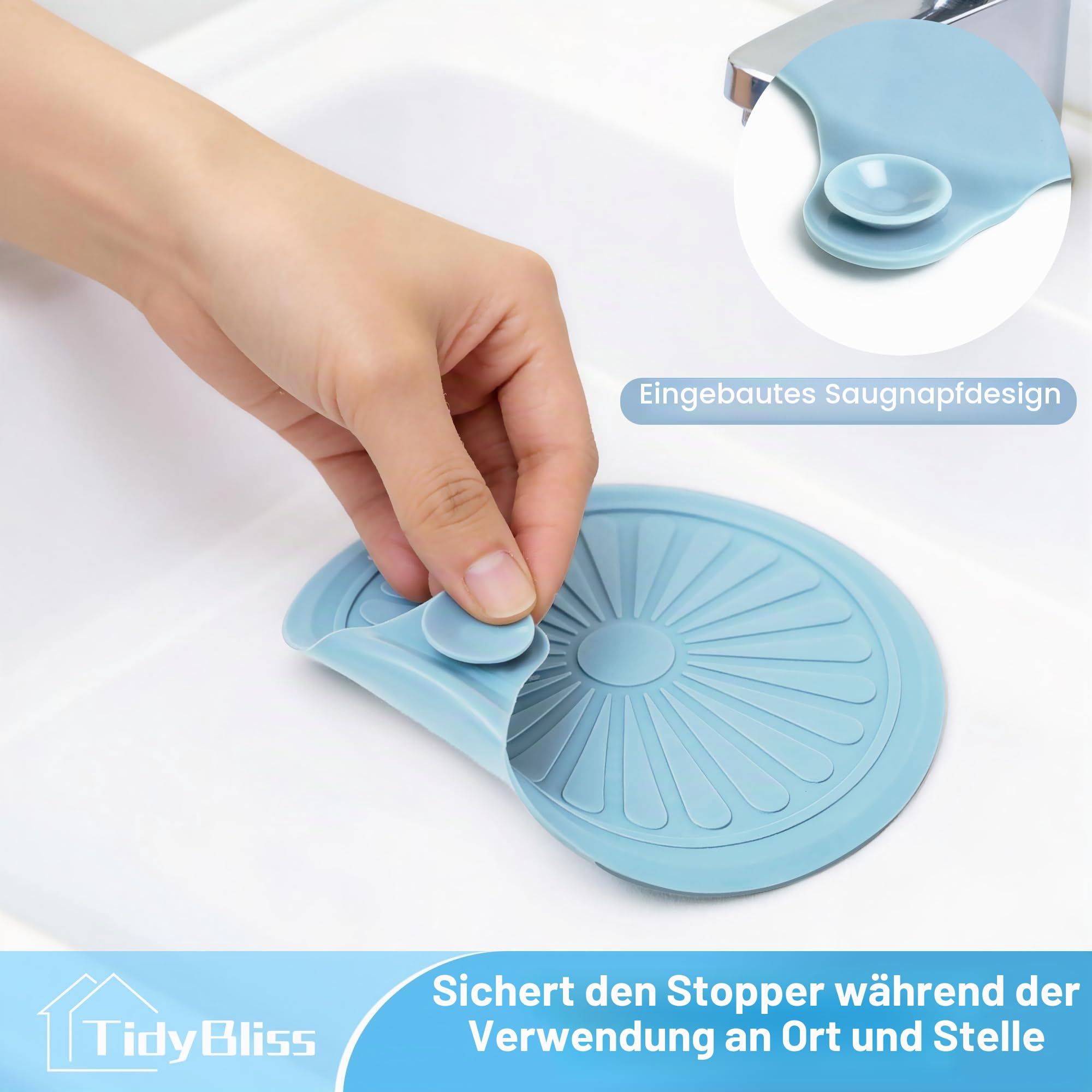 TidyBliss Abflussstopfen Badewanne 4 Stück, Silikon Stöpsel Dusche für Wasser- und Haarstopp, Universal Badewannenstöpsel aus Dusche Waschbecken Badezimmer Wäscherei Küche