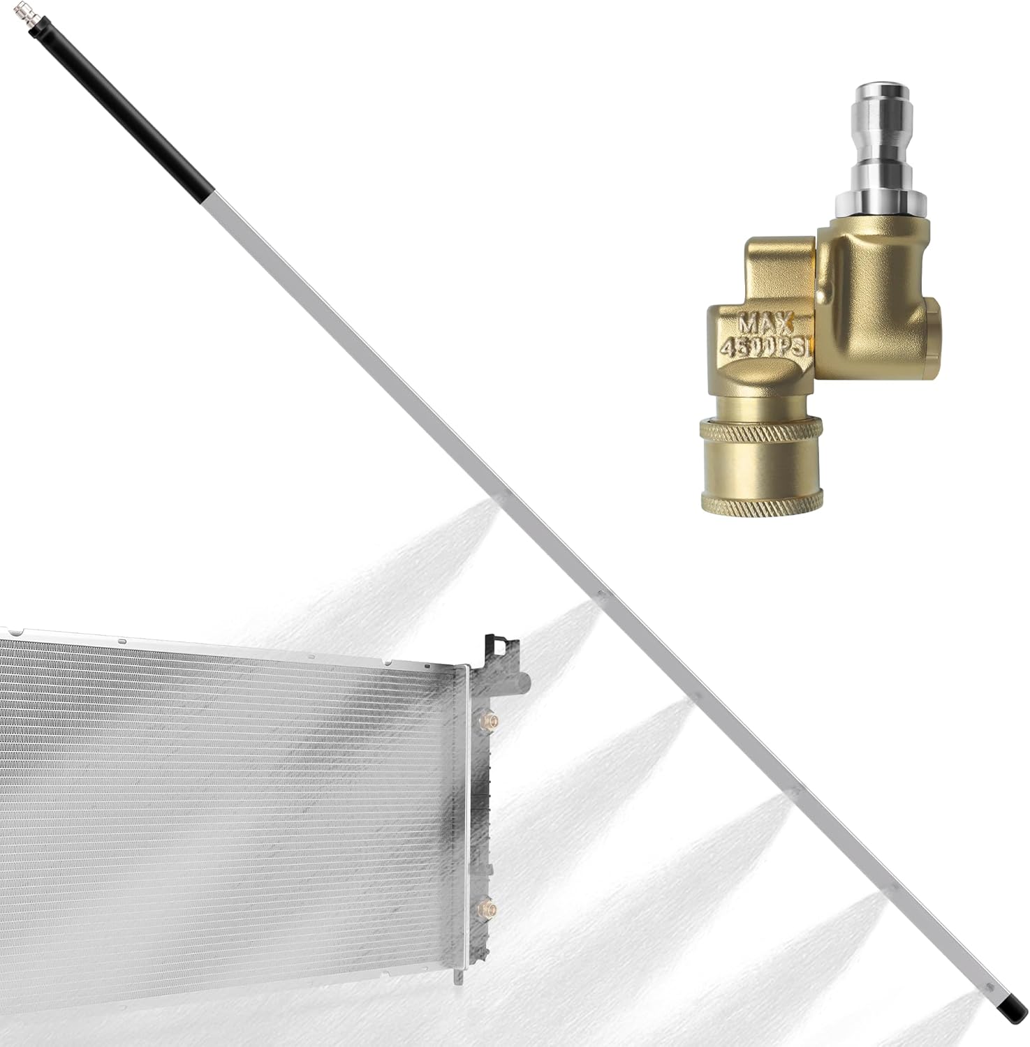 39'' Radiator Cleaning Wand for Car & Truck, Stainless Steel Radiator Cleaner Wand, Portable Radiator Cleaning Tool for Water Tank Flush & Debris Removal