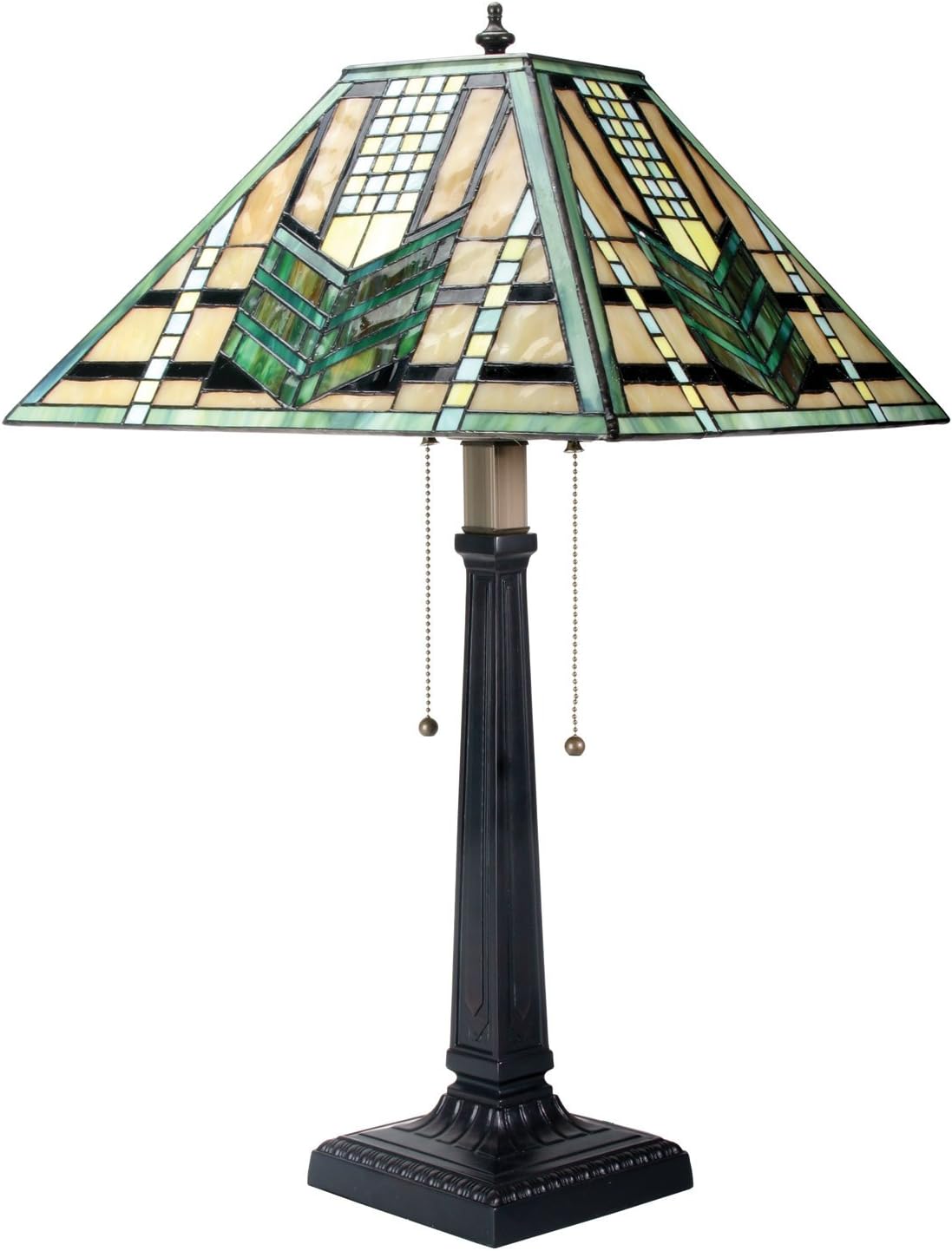 Ytc Summit 26 Inch Stained Glass Pattern Shade Green Arrow Mission Lamp Multi Color Tools Home Improvement