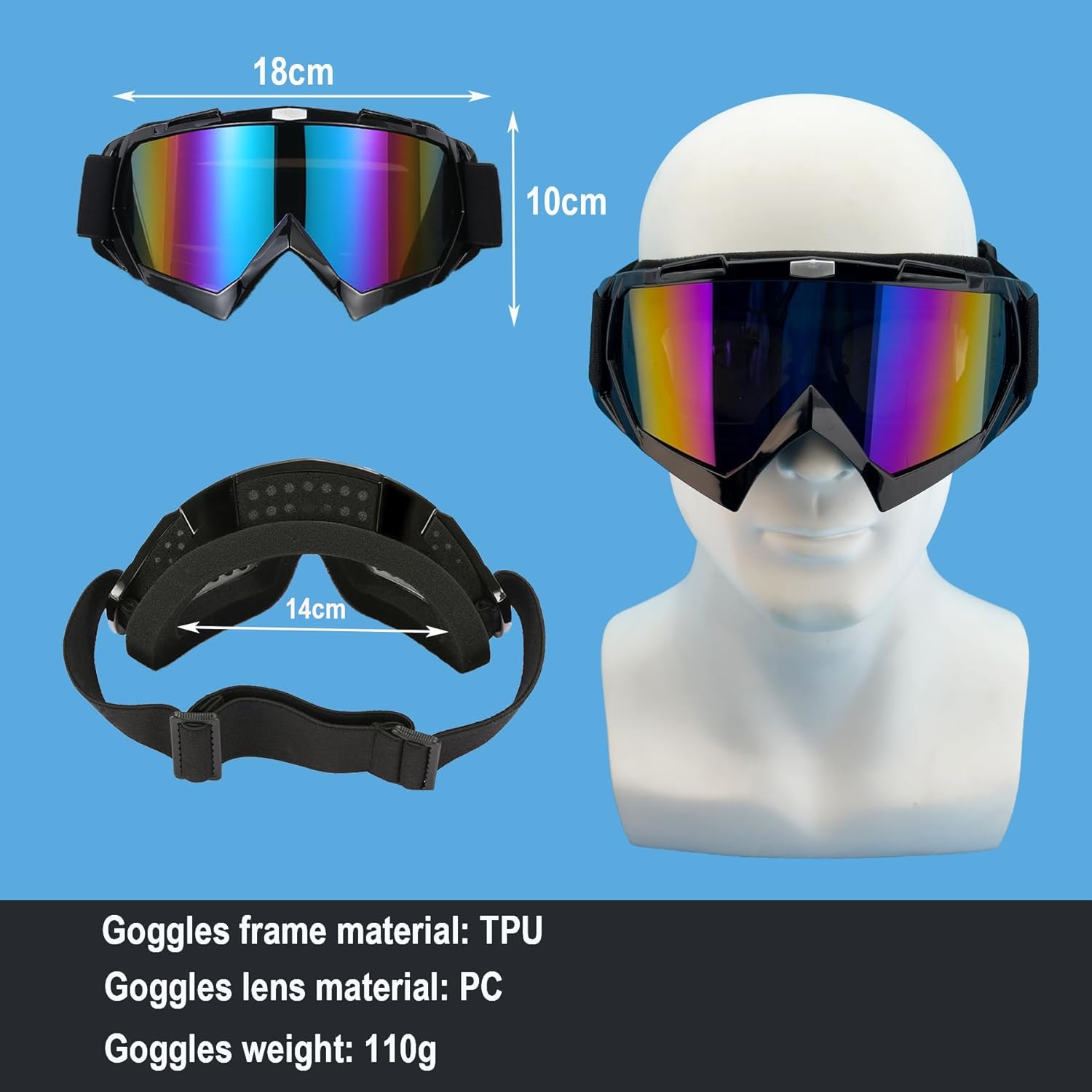 Dirt Bike & Motorcycle Goggles - 2 Pack ATV & Ski Goggles - Windproof, Offroad Protective Racing Goggles for Men, Women & Youth - Image 2