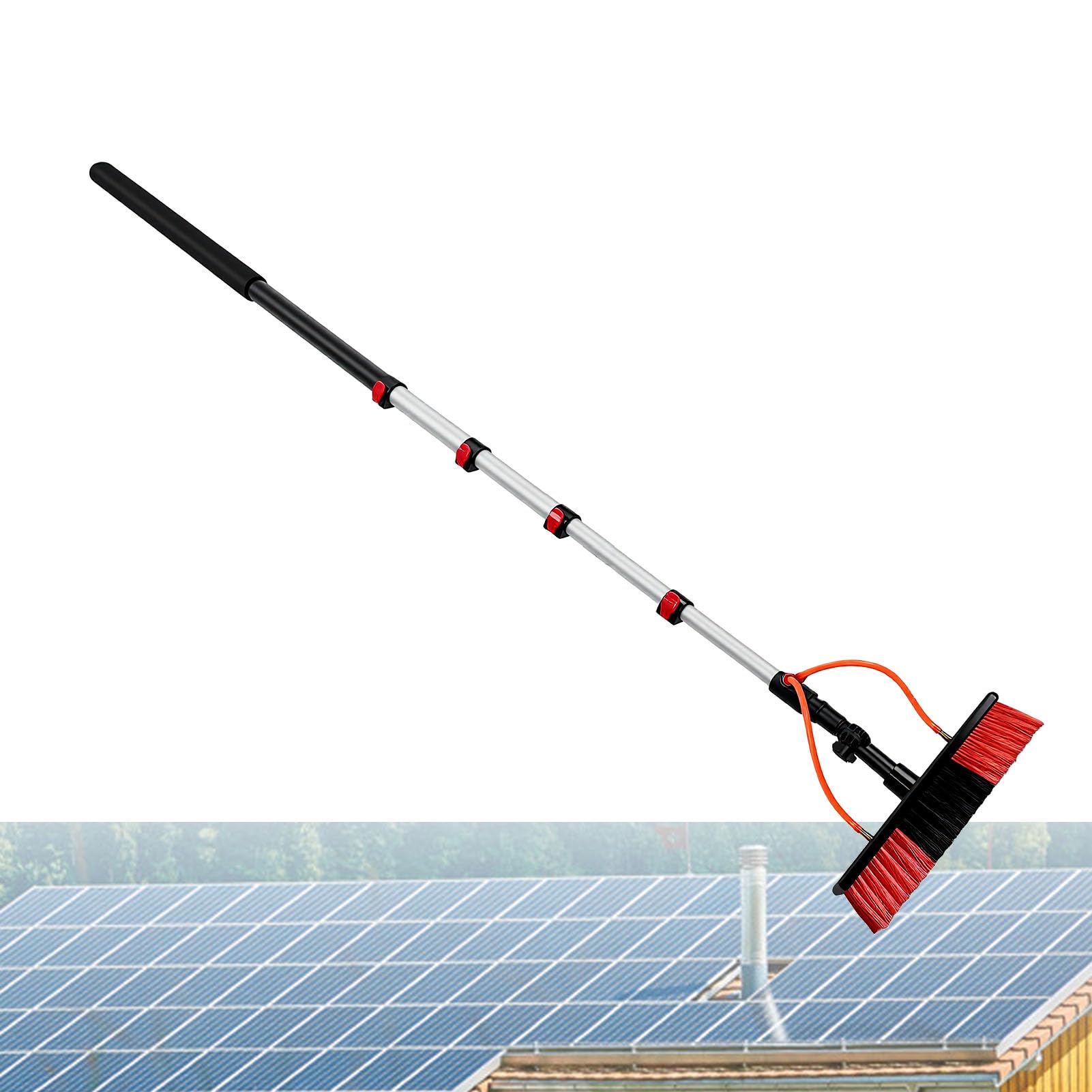PUSOKEI Cepillo Telescópico para Paneles Solares de 5 Secciones |Poste Limpiador de Alta Resistencia de 15 Pies para Vallas Publicitarias y Vidrios Comerciales