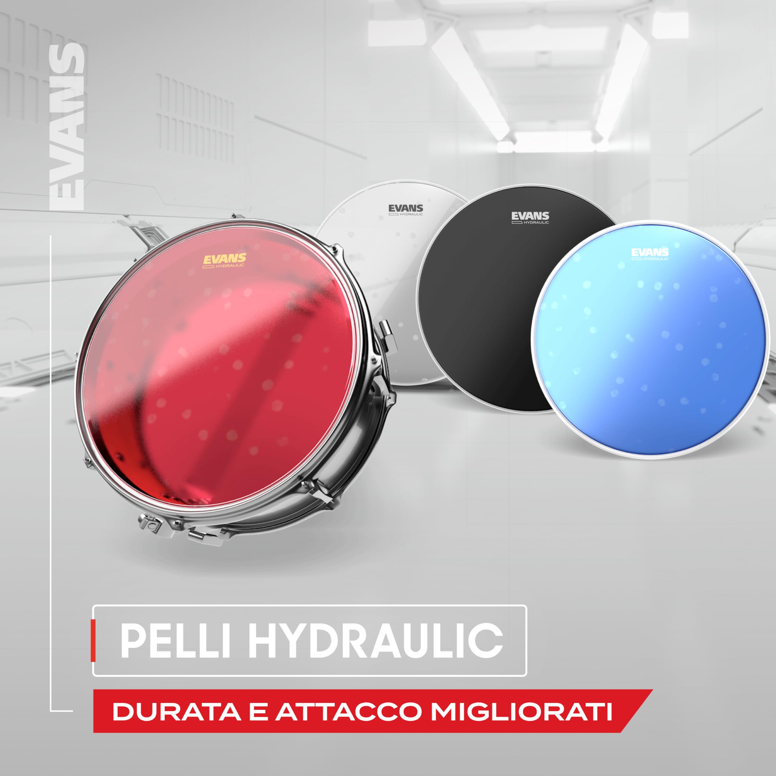 Evans ETP-HYDGL-S Confezione da 3 Pelli Idrauliche per Tom Rispettivamente di 12", 13" e 16 Standard, Trasparente