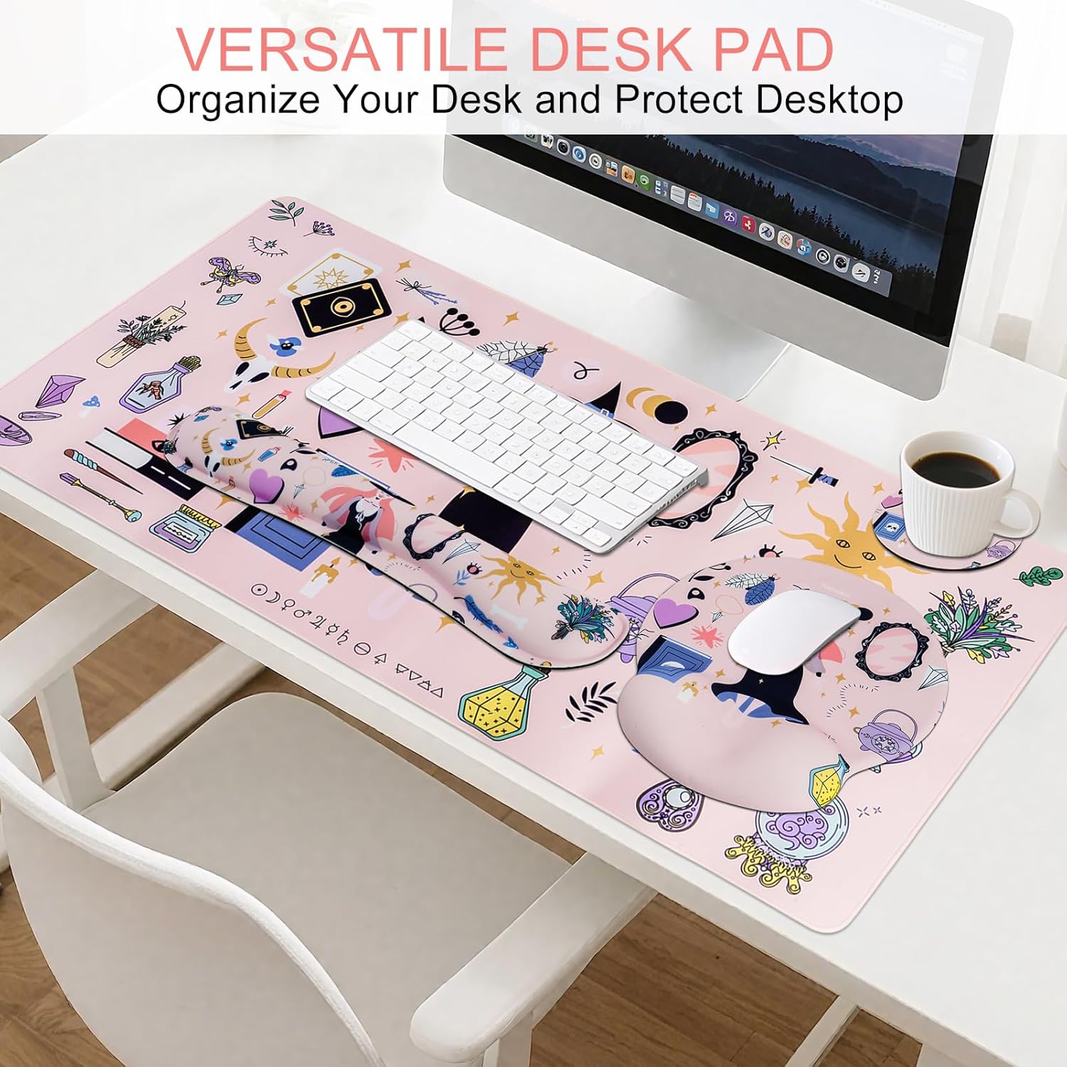 Petmolico マウスパッドセット コンピューターキーボードデスクパッド、リストレスト付きマウスパッド、タイピング用リストパッド