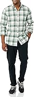 Vista 84 de Yaxa Essentials Camisas de franela de manga larga para hombre, corte ajustado, a cuadros con botones