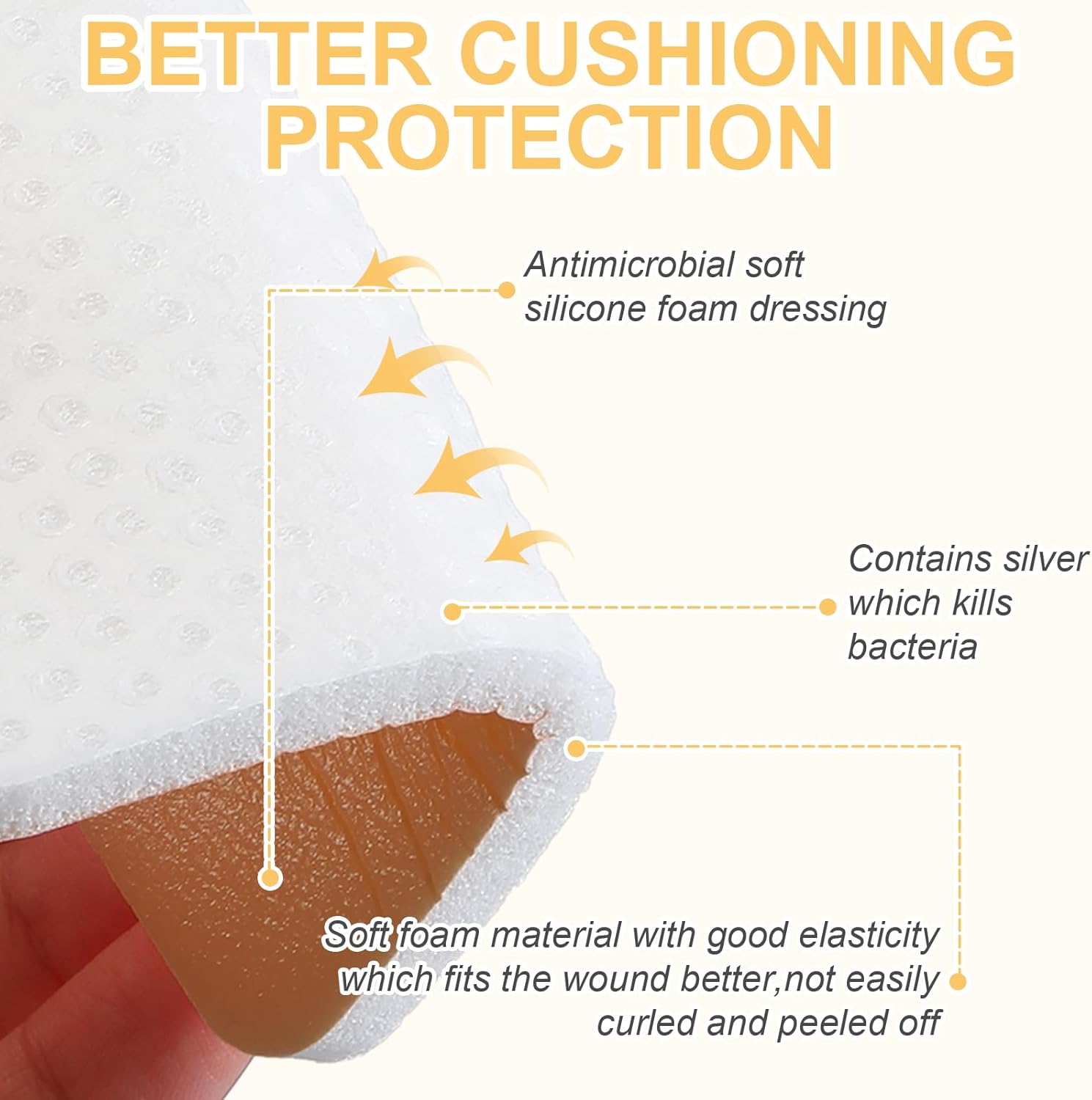 Geiserailie 20 Pcs Silicone Foam Dressing Without Border Highly Absorbent Adhesive Bandages Non-Bordered Foam Dressings for Wound Care Bed Sore Leg Ulcer Diabetic Ulcer(4 x 4 Inches)