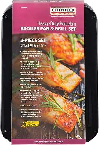 Miniatura 5 de Certified Appliance Accessories SPL50008 Juego pequeño de 2 piezas de sartén y parrilla para asar de porcelana sobre acero 13"x8-3/4"x1-3/8" Sartén