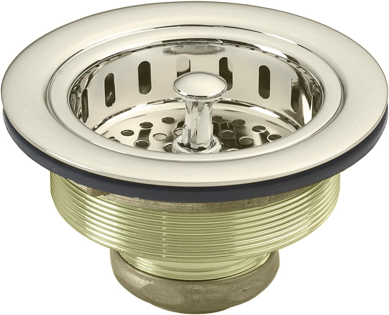 Westbrass D214-05 3-1/2" Post Style Large Kitchen Sink Basket Strainer, Polished Nickel