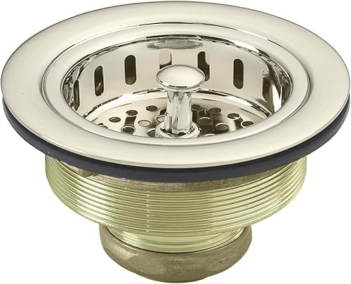 Westbrass D214-05 - Colador grande para fregadero de cocina estilo poste de 3-12 pulgadas, níquel pulido