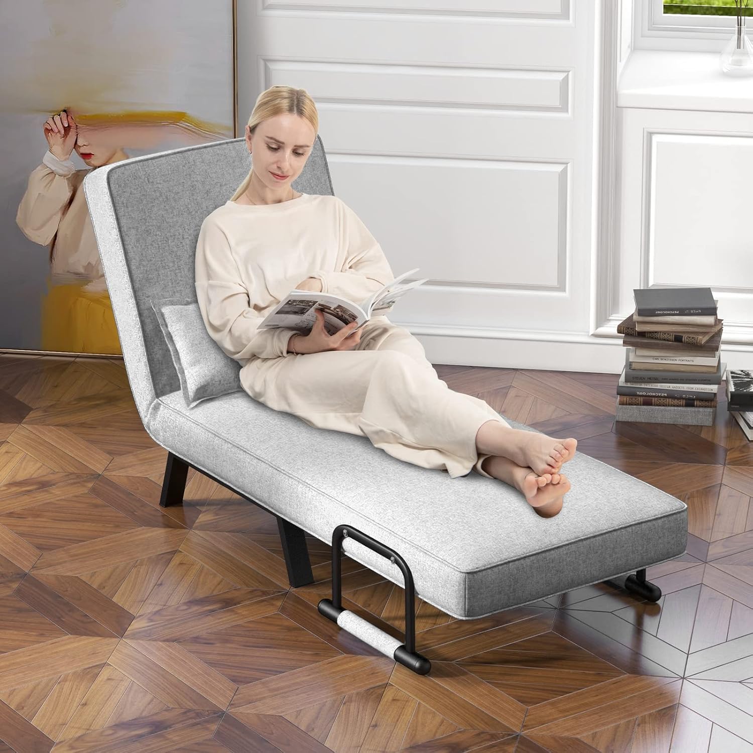 Product dimensions in chair, lounge, and bed configurations