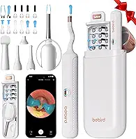 BEBIRD Removedor de cera de ouvido, limpador de orelhas, ferramenta de remoção de cera de ouvido com câmera de ouvido 1080p FHD sem fio Wfi e 6 luzes de LED, otoscópio impermeável para iPhone, iPad e smartphones Android (azul)