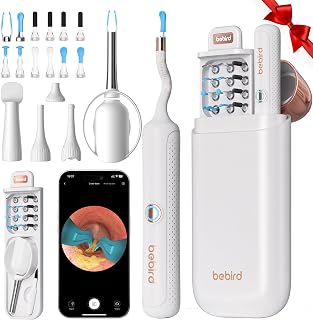 Bebird Earsight Plus R37R Ear Cleaning Camera Wax Removal Tool kit, Flexible Earwax Cleaner Scope Otoscope Cam Light, Visual Earpick Tweezers Wireless Ear-Wax Remover for Family - White