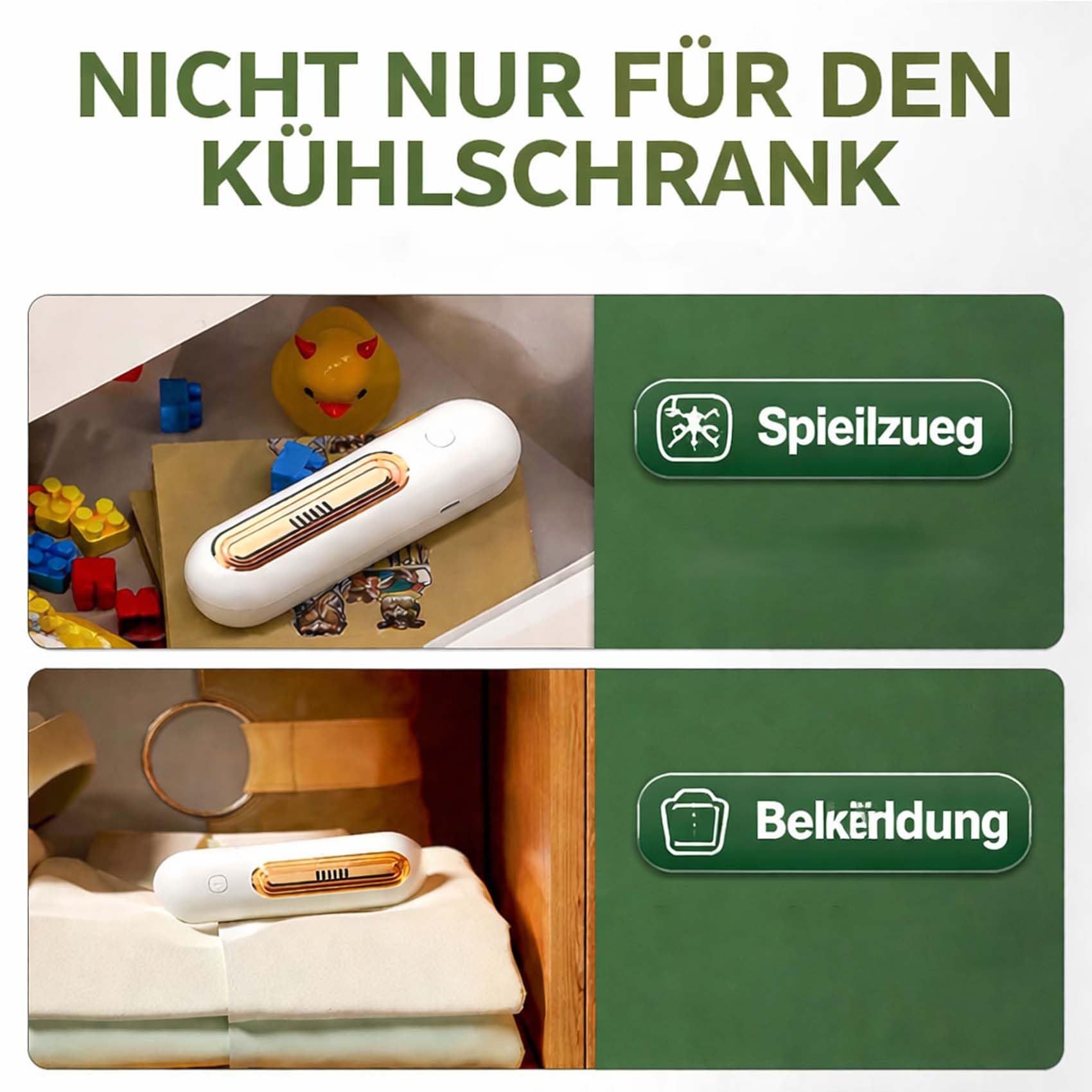2 Stück Ozoori KüHlschrank Deodorierer, 2 Modi Ozoori füR KüHlschrank, Lufterfrischer, füR KüHlschrank, Kleiderschrank, Auto (Silber+gold)