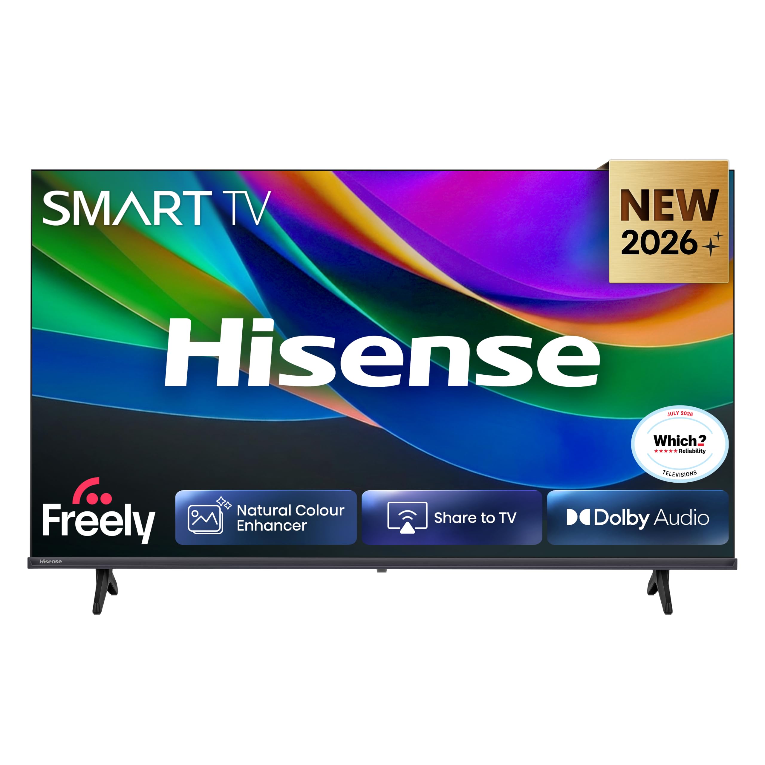 Hisense 32" 32E4STUK LED Full HD Smart TV with Freely, Netflix, Disney+ and YouTube - Natural Colour Enhancer, Dolby Audio, Share to TV, Noise Reduction, Game Mode, DTS Virtual: X, Smart Home Ready,20232