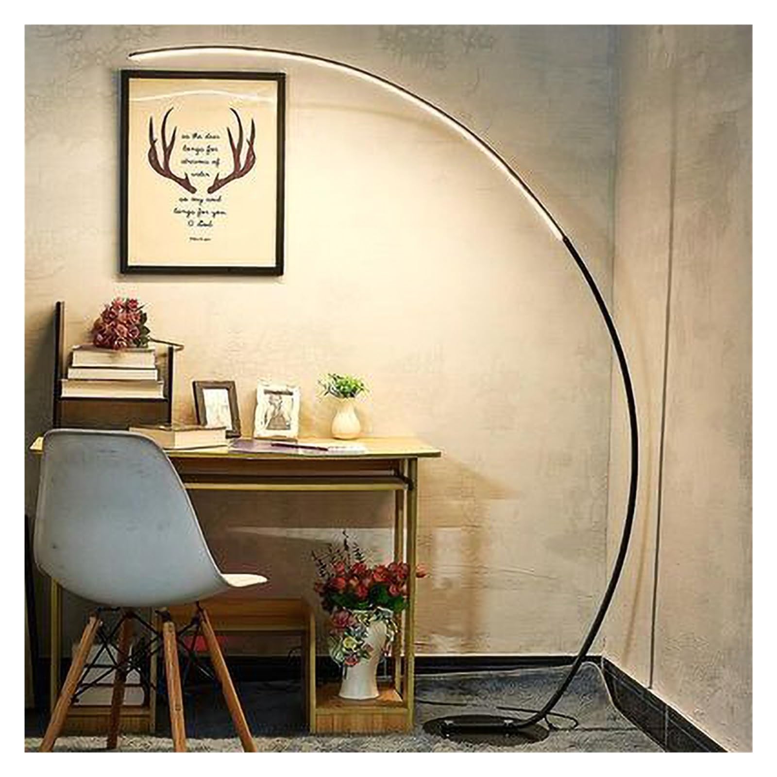 C Lampa Podłogowa Ściemnianie Zdalne Sterowanie Czarna Narożna LED Dekoracja Sypialni Do Salonu Stojąca Miękkie Wystarczające światło(Remote RGB CCT,White with Table)