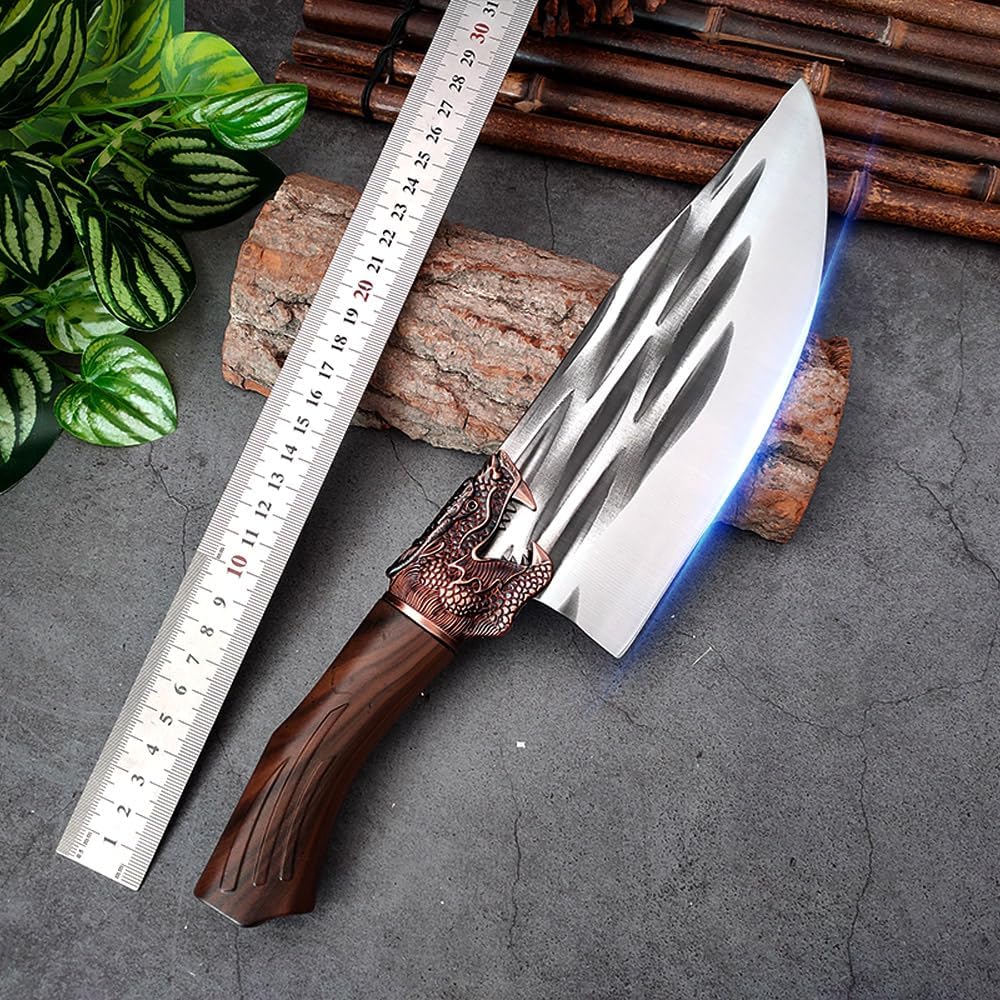 Meat Cleaver, 8 Inch Professional Chef Knife Dragon Head Cleaver High Carbon Stianless Steel Utility Kitchen Chopping Meat Knive For Cooking