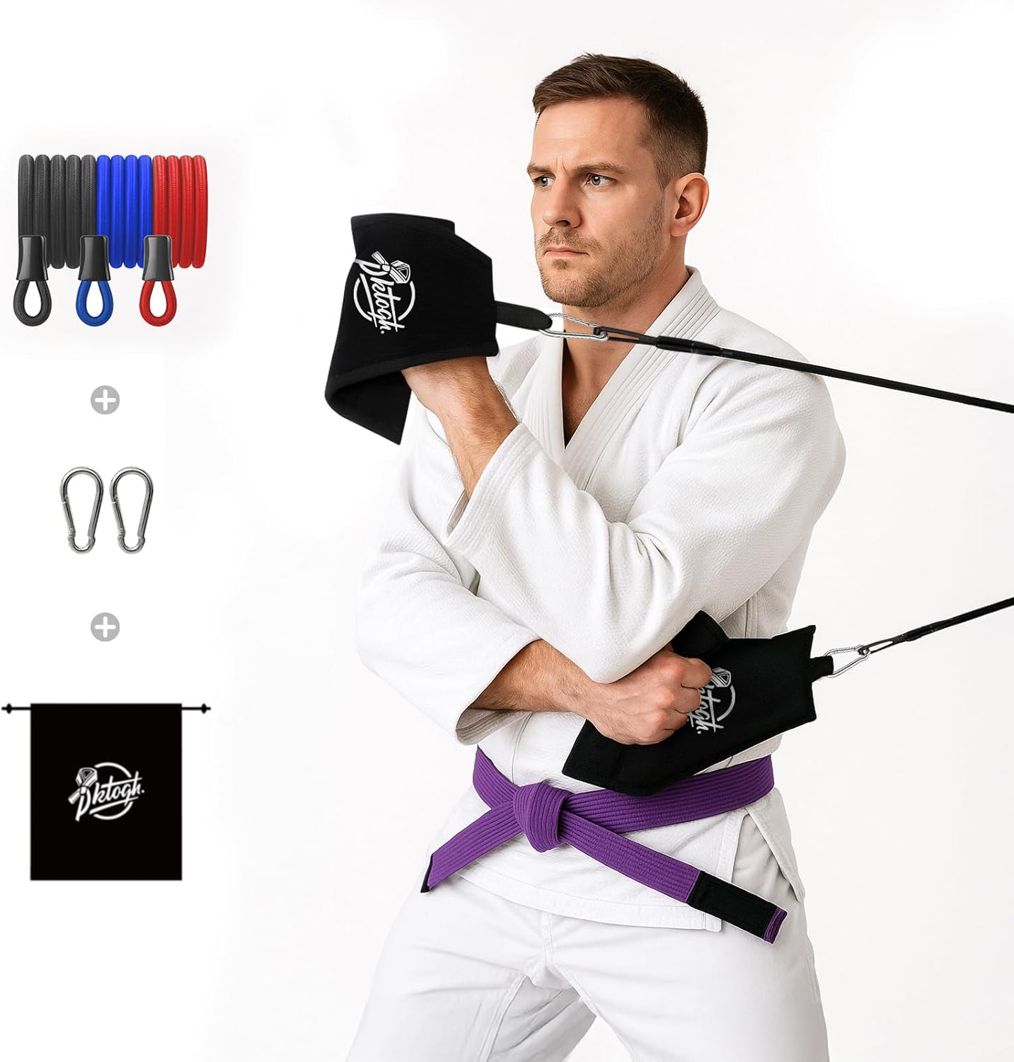 Jiu Jitsu Grip Trainer Simulating Gi – BJJ Resistance Bands System | Grappling Grip Strength & Endurance Training for Judo, MMA & Home Gym