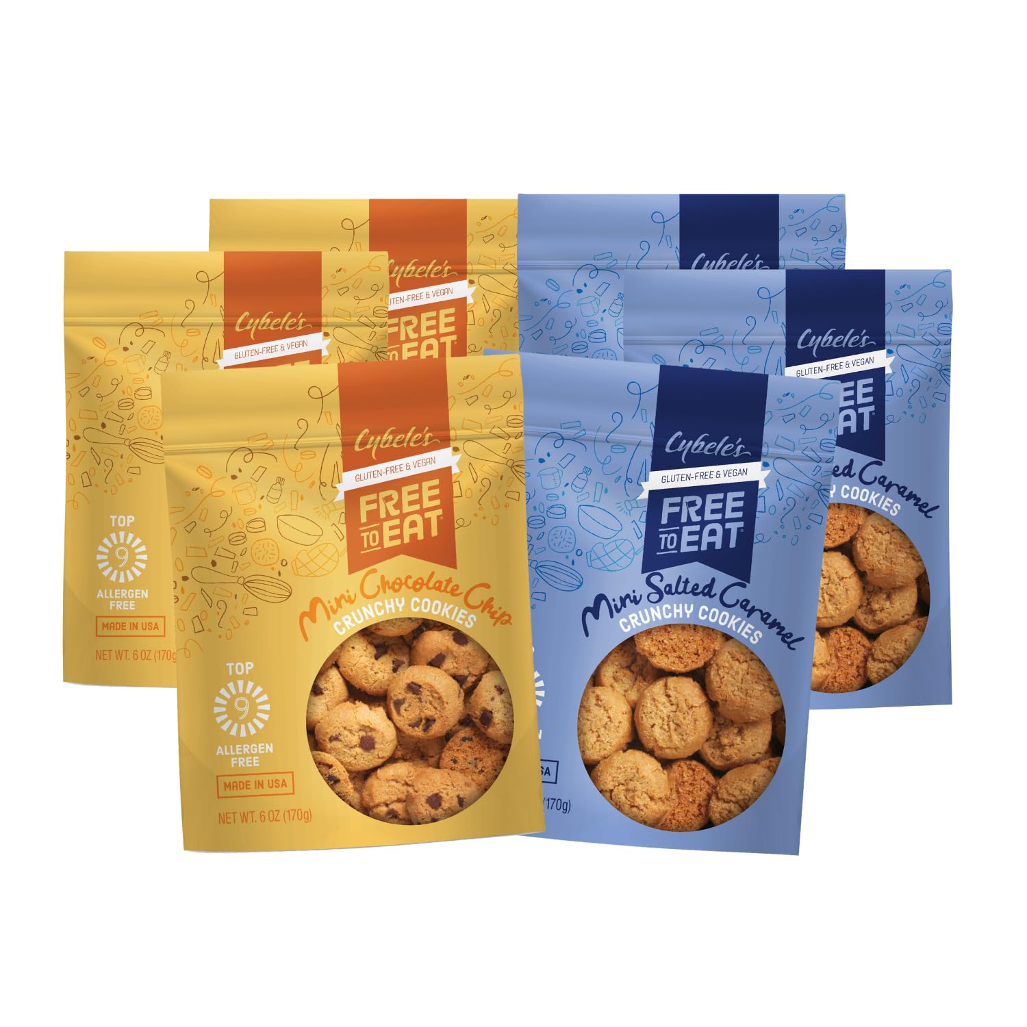 Cybele’s Free To Eat Gluten-Free & Vegan Cookies - Plant-Based, Dairy, Soy, & Nut Free - Soft-Baked School Safe Snack For Kids & Adults - 12 Cookies Per 6 oz Box (Snickerdoodle, Pack of 6)
