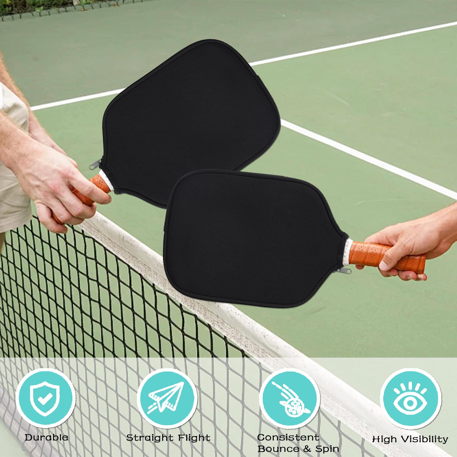 Set di 2 Custodie per Racchetta da Pickleball - in Neoprene, con Cerniera, Anti-Urto e Resistente alla Polvere, 8.25 x 11.8 Pollici, Protezione per Racchette Standard