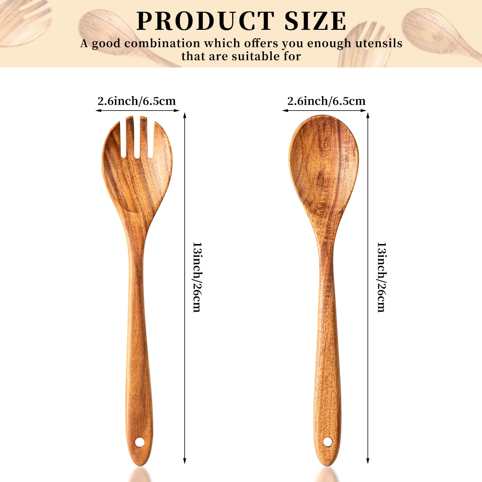 Gudamaye Acacia Salad Server Set - Long Handle -2 Gudamaye Acacia Salad Server Set - Long Handle -2