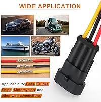 Vista 5 de NAOEVO Conector de 3 pines impermeable, conectores de 3 cables 16 AWG, conectores eléctricos automotrices macho y hembra con tubo termorretráctil
