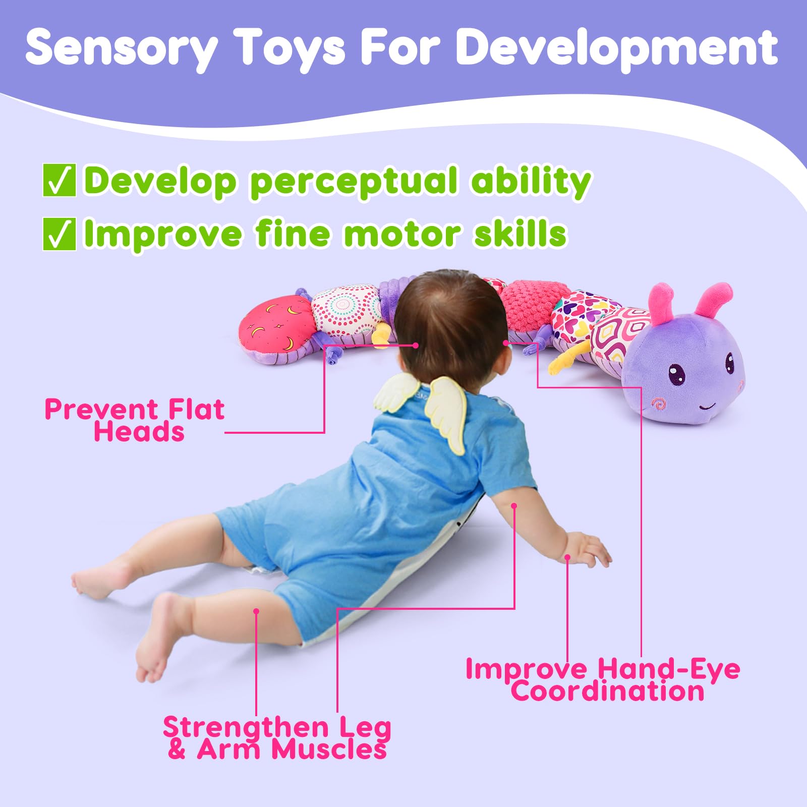 Juguetes para bebés, 0-3-6 meses, juguetes de peluche musicales, juguetes de oruga con sonajeros arrugados, juguetes educativos sensoriales para bebés de 6-9-12 meses, regalos esenciales