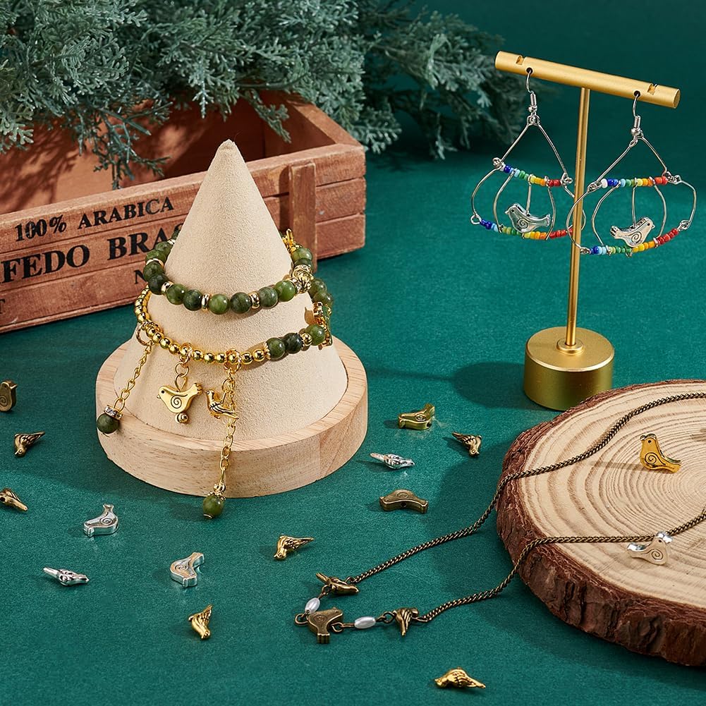 PH PandaHall 120pcs 6 Styles Bird Spacer Beads, Tibetan Alloy Animal Craft Beads for DIY Earrings, Bracelets, Necklaces, Chokers, Pendants - Image 5