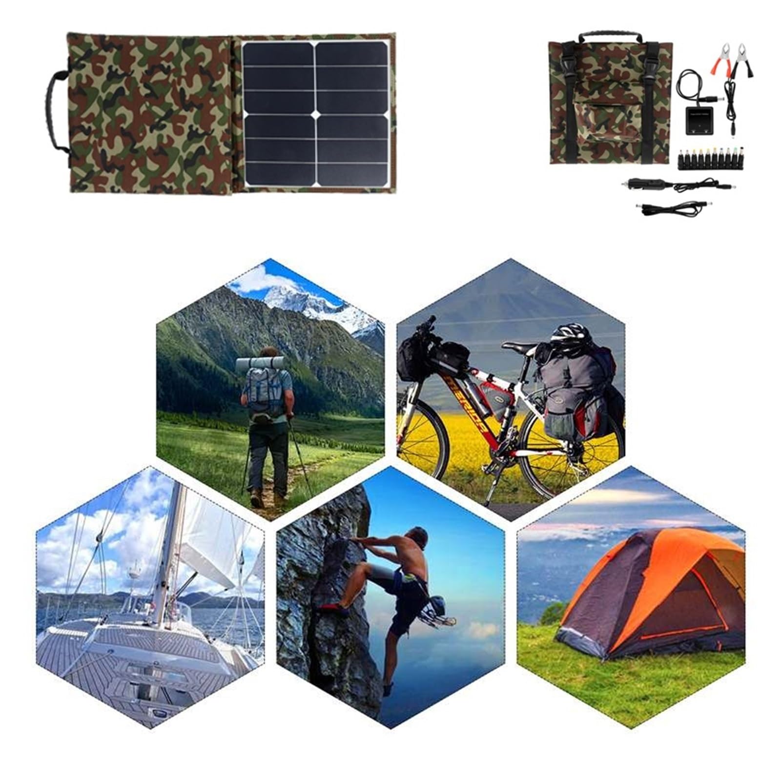 Składany panel słoneczny 300 W Zestaw ładowarki USB Kompletny powerbank Smart Phone Przenośny składany akumulator Camping Idealny Wynik