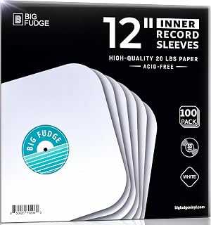 Big Fudge Vinyl Sleeves Inner - Vinyl Record Sleeves for 12 inch Records - Set of 100 - Clear 3-Ply LP Album Covers with Anti Static Rice Paper - Acid Free Protective Cover