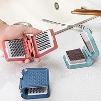 Vista 5 de Limpiador de cuchillos, paquete de 3 limpiadores de cubiertos, limpiador de cuchillas con 3 cabezales de cepillo de esponja de repuesto