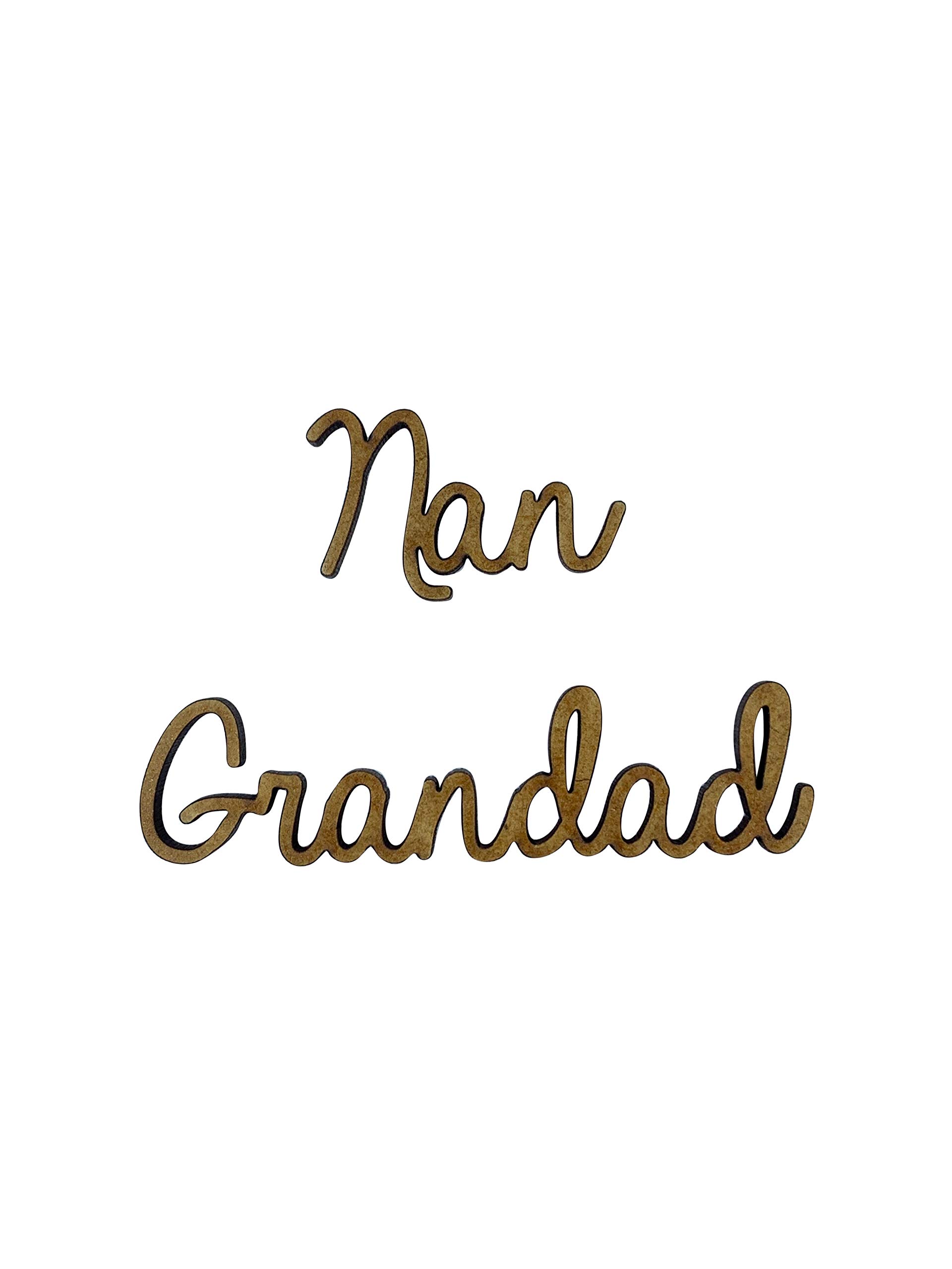 The Crafty Cow 8X Nan Grandad Words 6Cm Wood Craft Embelishments Laser Cut Shape Mdf