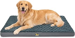 Orthopädisches Hundebett für große Hunde 107x76cm, wasserdichter Abnehmbarer Bezug, Plüsch Hundekissen waschbar, rutschfeste Hundematte mit Eierschaumstoff Grau