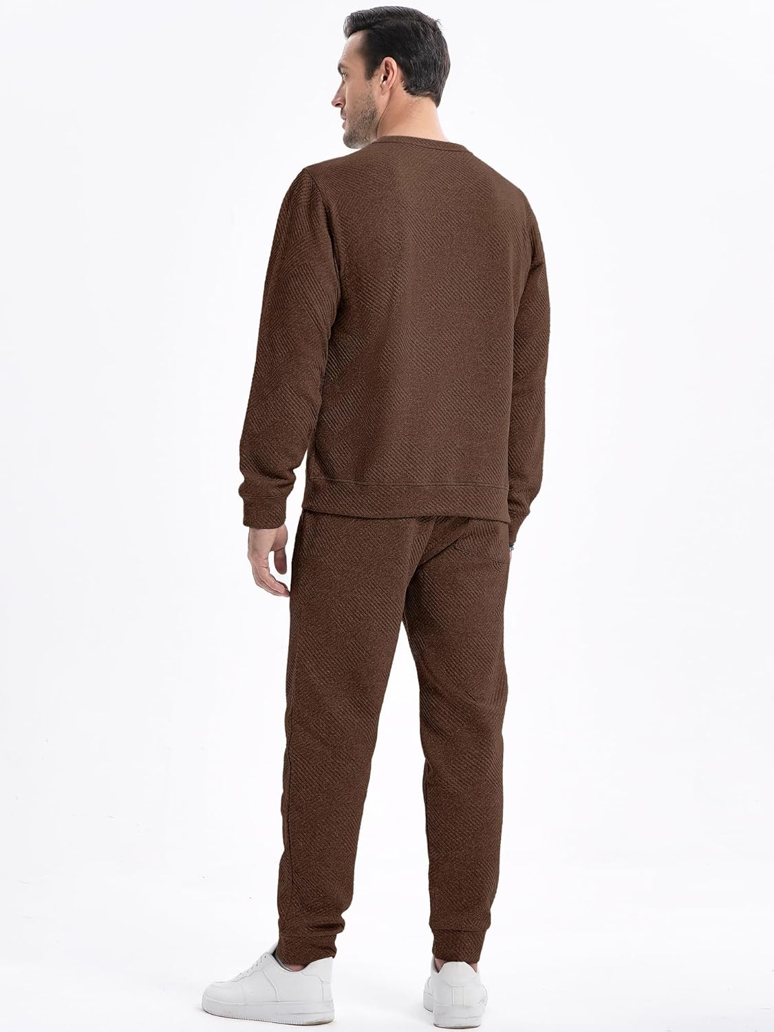 JMIERR Men's 2 Piece Outfits Knit Jacquard Pullover Sweatshirt Tracksuit & Joggers Sweatpants Sweatsuit Sets with Pockets - Image 3