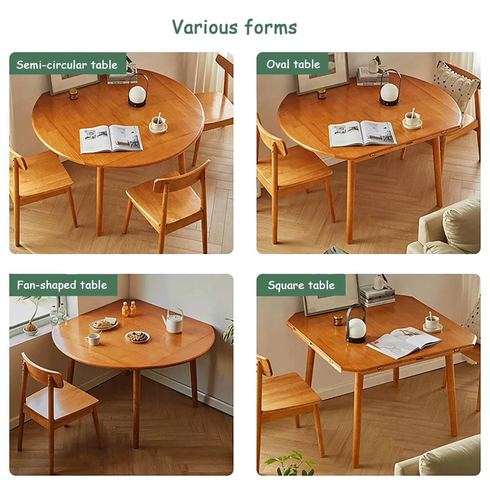 Tavolo da pranzo rotondo allungabile moderno in legno per piccoli spazi, tavolo da ricevimento per casa, ufficio, riunioni, tavolo da cucina regolabile con finitura naturale (130 cm)