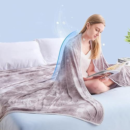 Vista 11 de Manta refrescante EMME tamaño Queen (90"x90"), mantas Q-Max 0.5 para personas que duermen con calor, manta de verano para noches de sudor, sábana