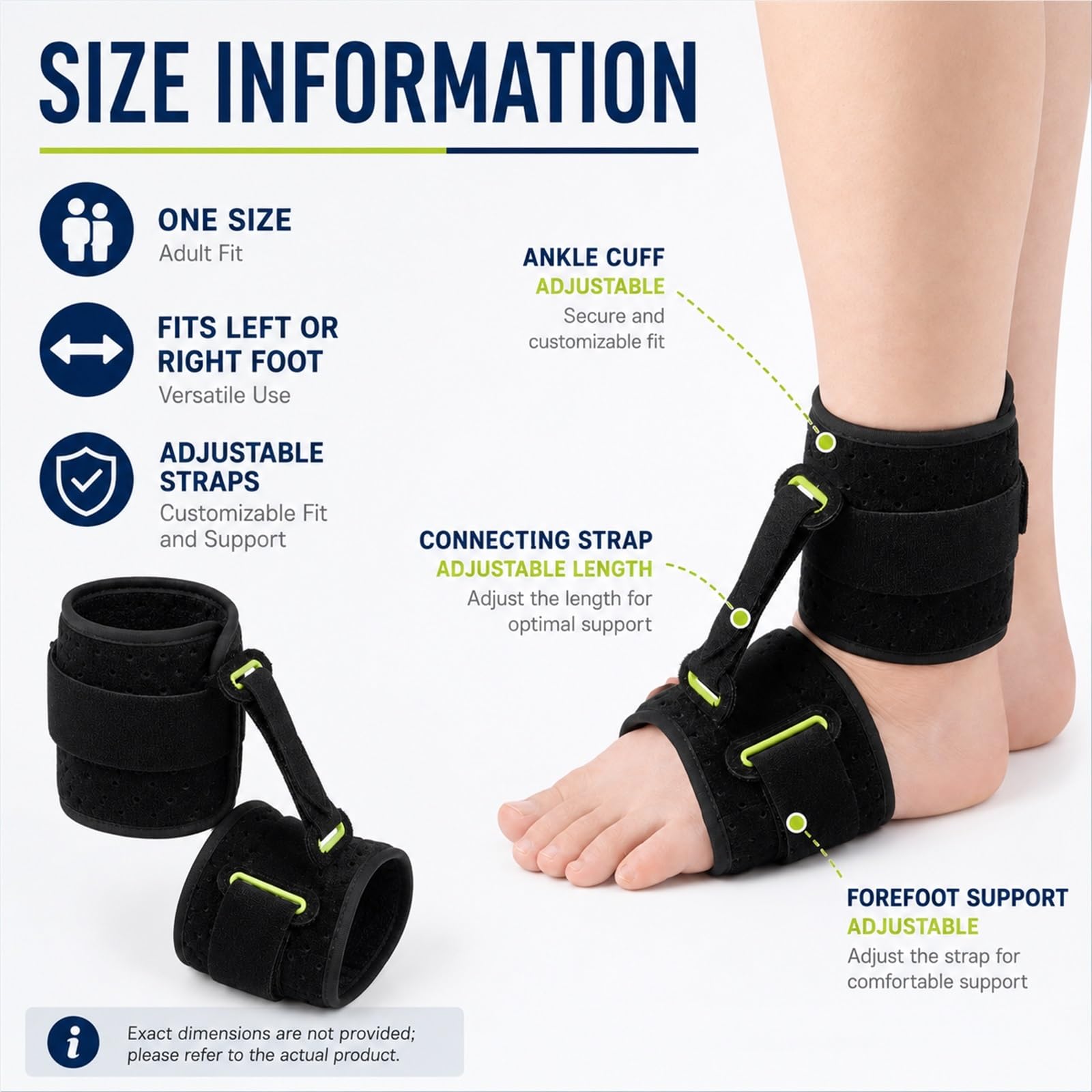 Supporto Caduta Piede AFO Tutore Caviglia Ortesi per Emiplegia Ictus Fascite Plantare Tendinite di Achille Regolabile Traspirante per Scarpe Stringate e Sandali(Nighttime Use)