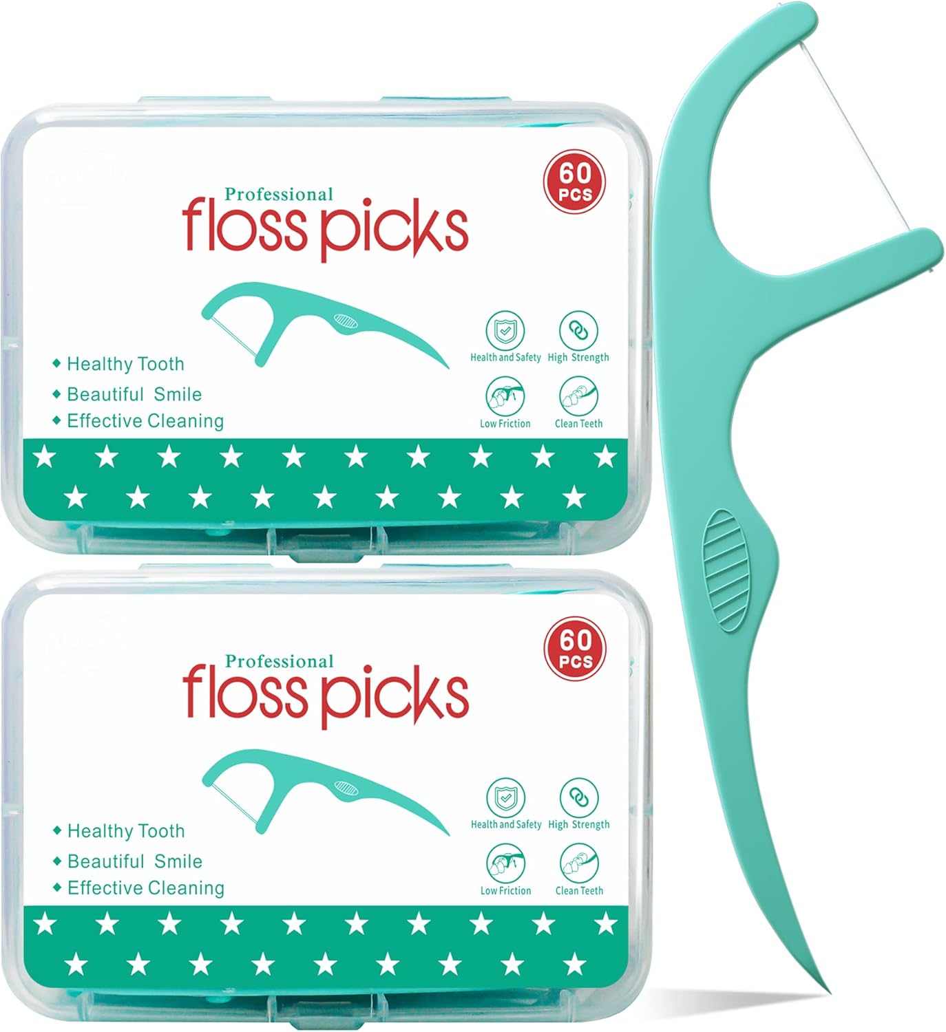 Dental Floss Picks, 2Travel Floss Cases 120 Counts Dental