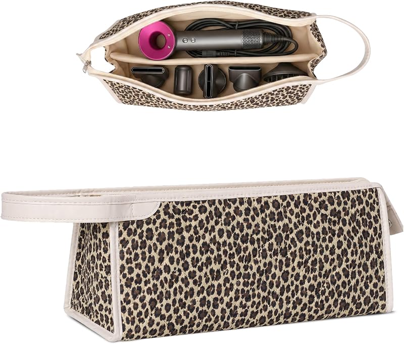 Bolsa de viagem Gosect para ferramentas de cabelo, compatível com Dyson Airwrap e Shark FlexStyle, estampa Leopard