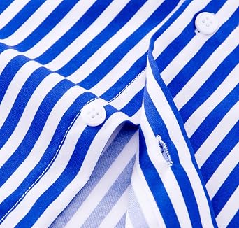 Men's Casual Business Vertical Striped Button Down Long Sleeve Dress Shirts