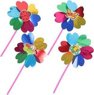 Happyyami Sequins 4PCS Sequin Butterfly Windmill Outdoor Toys Pinwheel Toy Garden Pinwheel Ornament Child Flowers Plastic Windmill