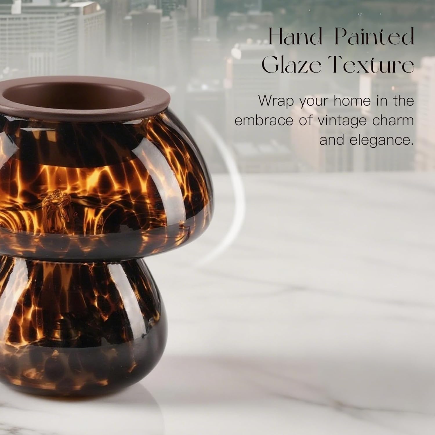 Candeldo Mushroom Wax Melt Warmer: Tortoise Shell Home Decor Wax Melter Warmer with Timer Cute Fragrance Vintage Candle Lamp Birthday Gifts for Women