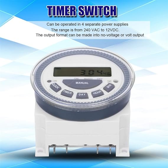 DC 12V Digital Timer Switch, TM619H2 24hour/12Hour System Electronic Timer Controller with User Manual