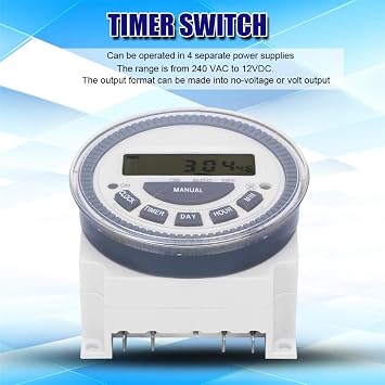 DC 12V Digital Timer Switch, TM619H2 24hour/12Hour System Electronic Timer Controller with User Manual